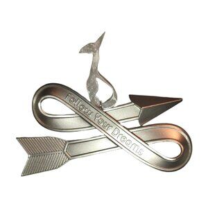 Silver-Tone "Follow Your Dreams" Arrow Christmas Ornament Excellent Condition